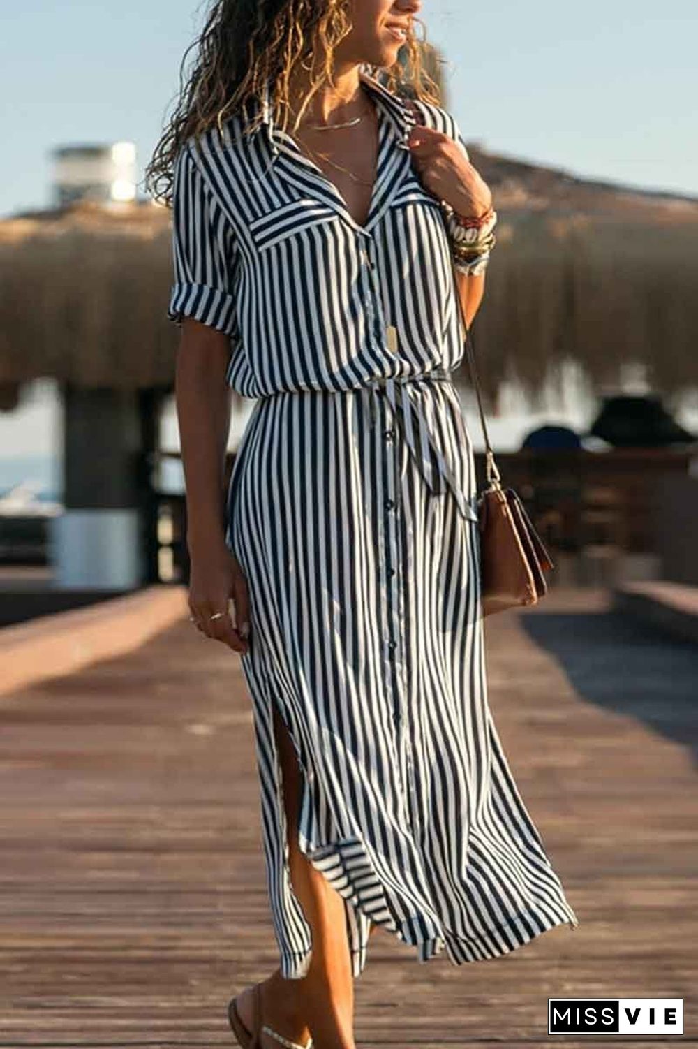 Chiffon Shirt Maxi Dress(2 colors)