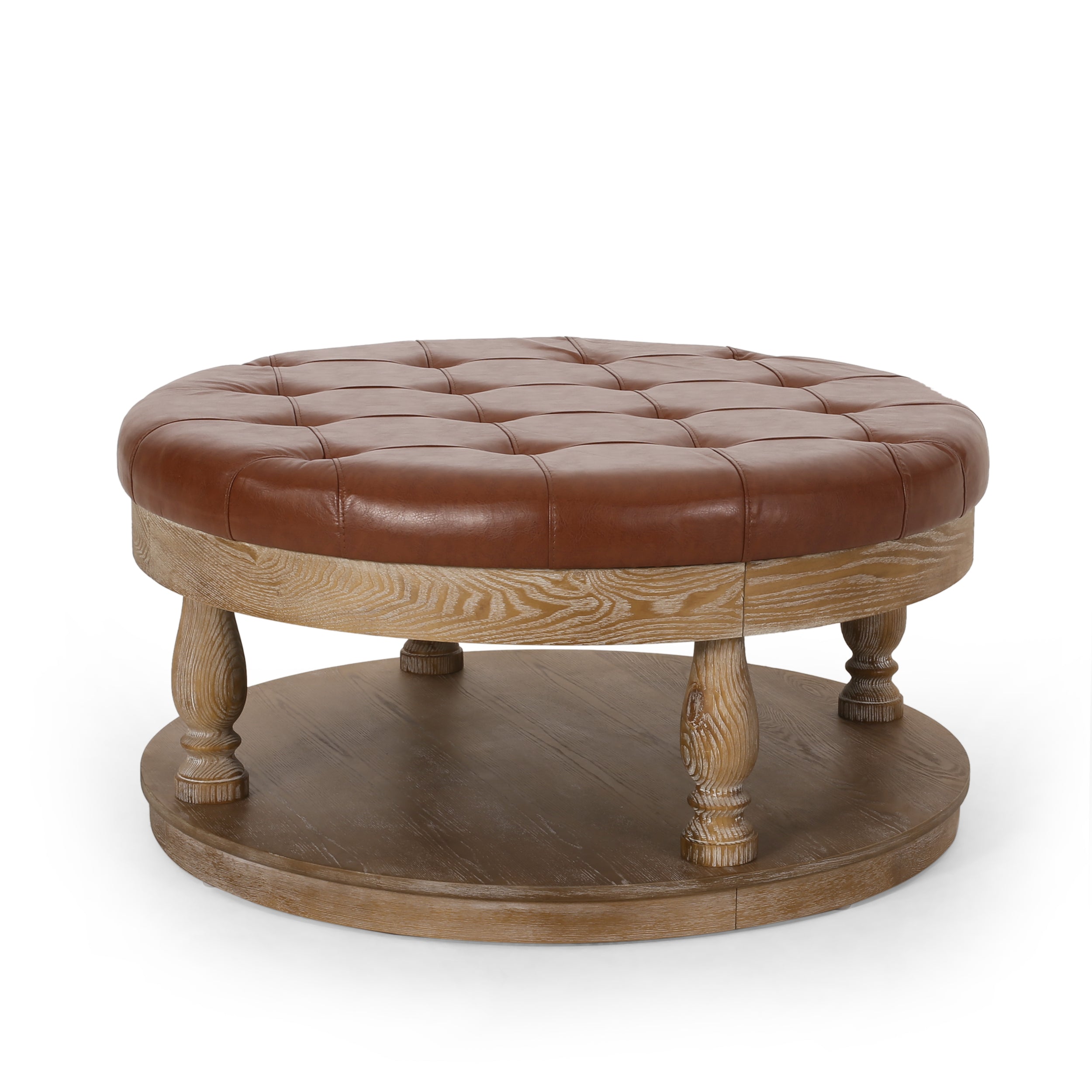 Andrue Contemporary Upholstered Round Ottoman