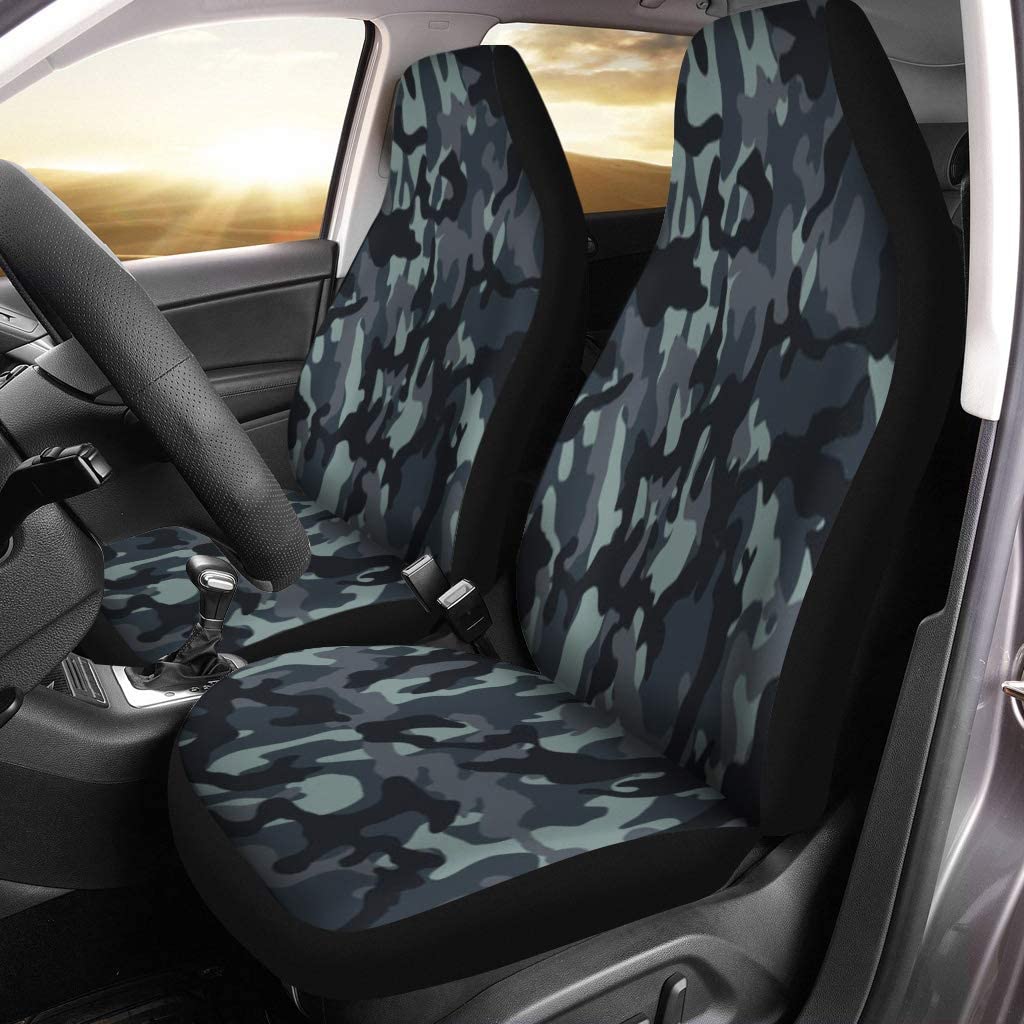 FMSHPON Set of 2 Car Seat Covers Camouflage Universal Auto Front Seats Protector Fits for Car，SUV Sedan，Truck