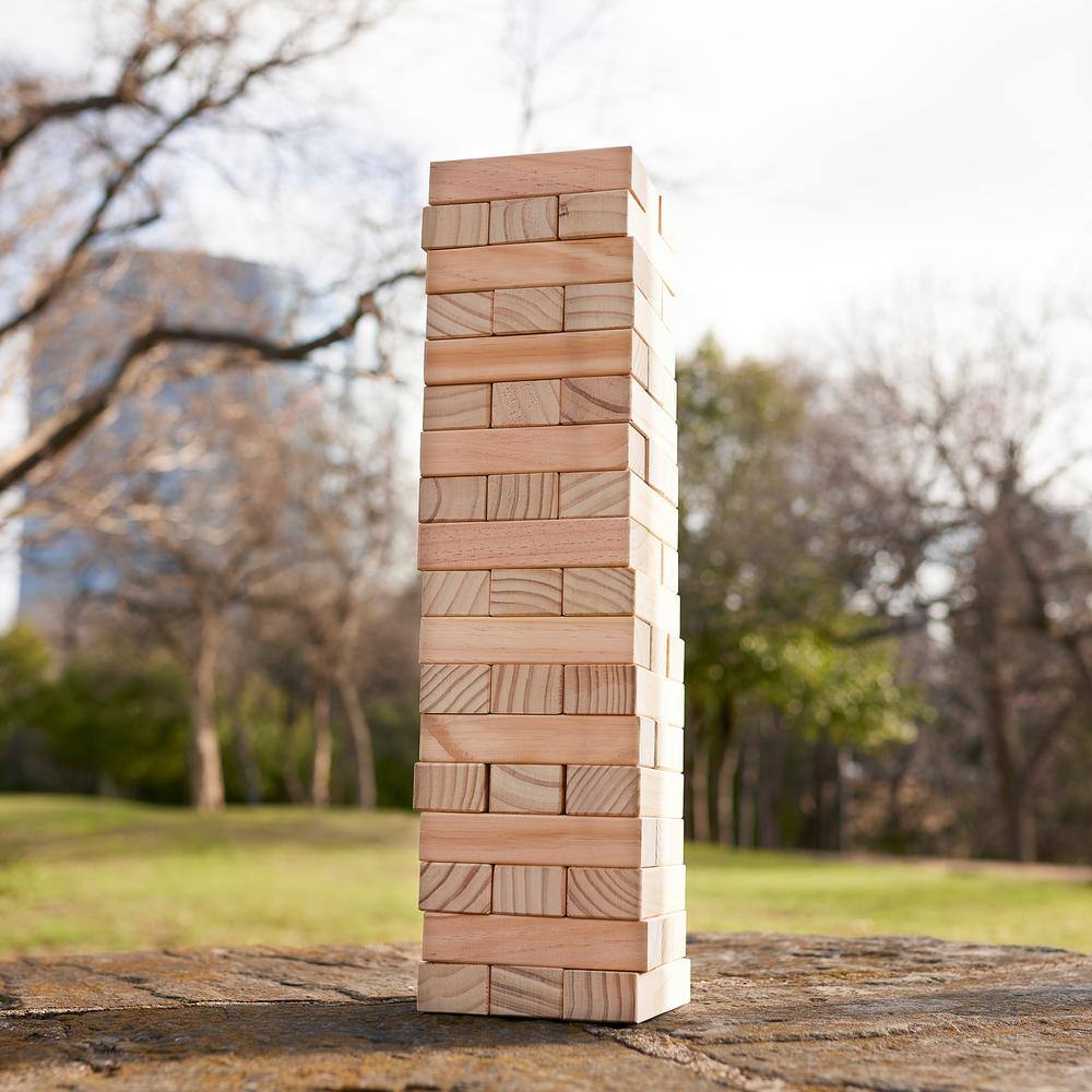 YARD GAMES Large Tumbling Timbers Wood Stacking Game with 56 Premium Pine Blocks TIMBERS-003