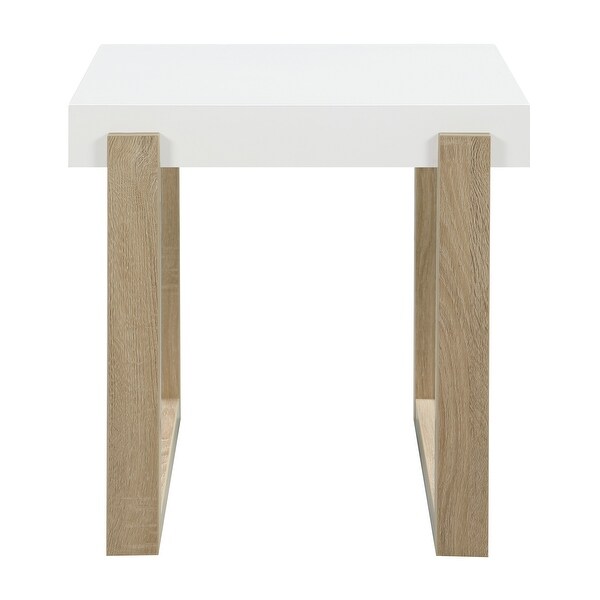 Coaster Furniture Pala White High Gloss and Natural Rectangular End Table