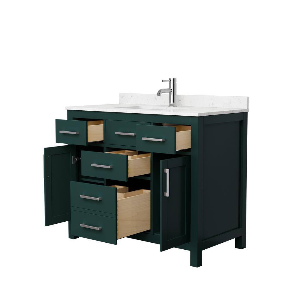 Wyndham Collection Beckett 42 in. W x 22 in. D x 35 in. H Single Sink Bathroom Vanity in Green with Carrara Cultured Marble Top WCG242442SGECCUNSMXX