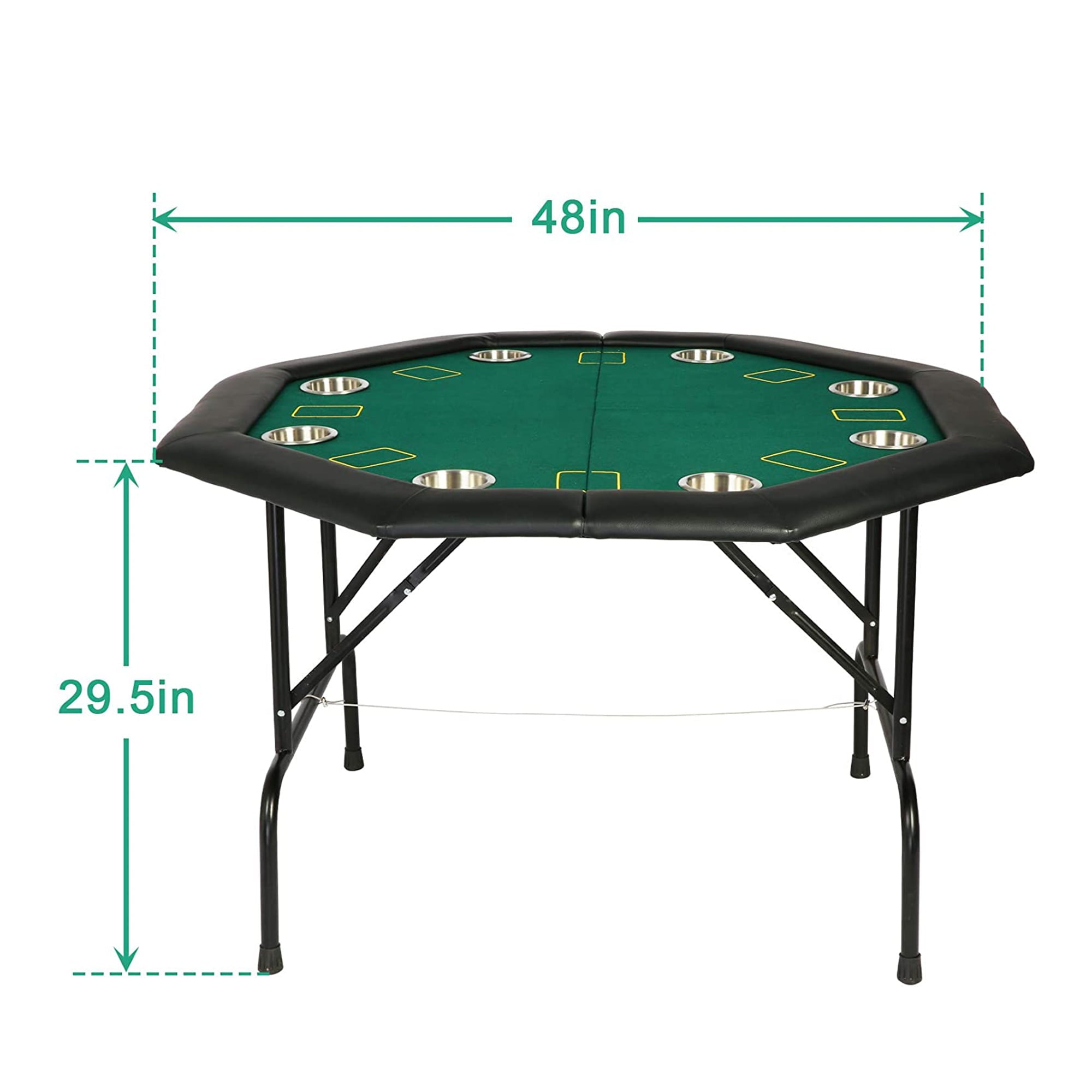 Karmas Product Folding Casino Poker Table with Cup & Foldable Leg For 8 Player, Octagon Texas Hold'em Poker Mat for Blackjack, Club, Family Games