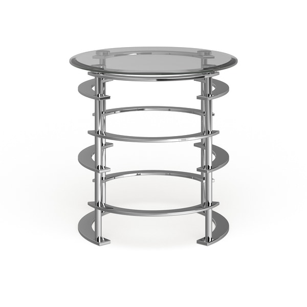 Furniture of America Odella Contemporary Glam 24-inch Glass Top Side Table