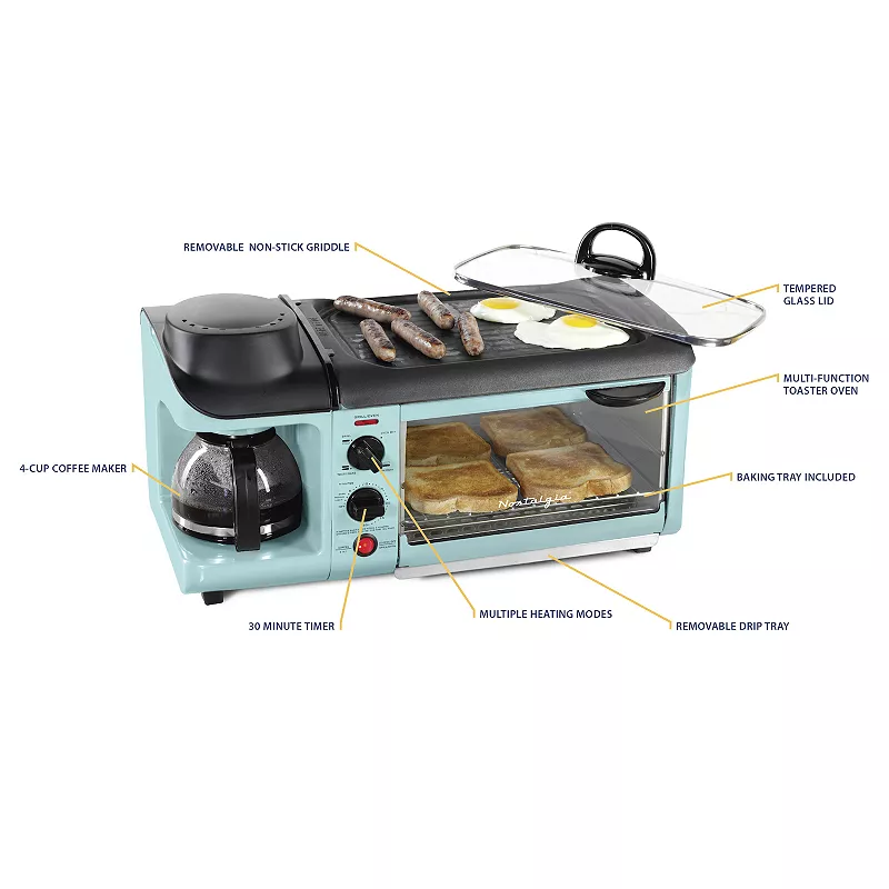 Nostalgia Electrics Retro Family-Size 3-in-1 Breakfast Station