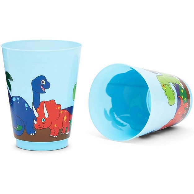 Blue Panda 16 Packs Plastic 16 Oz Party Cups Dinosaur Reusable Tumblers For Kids Boys Birthday Blue