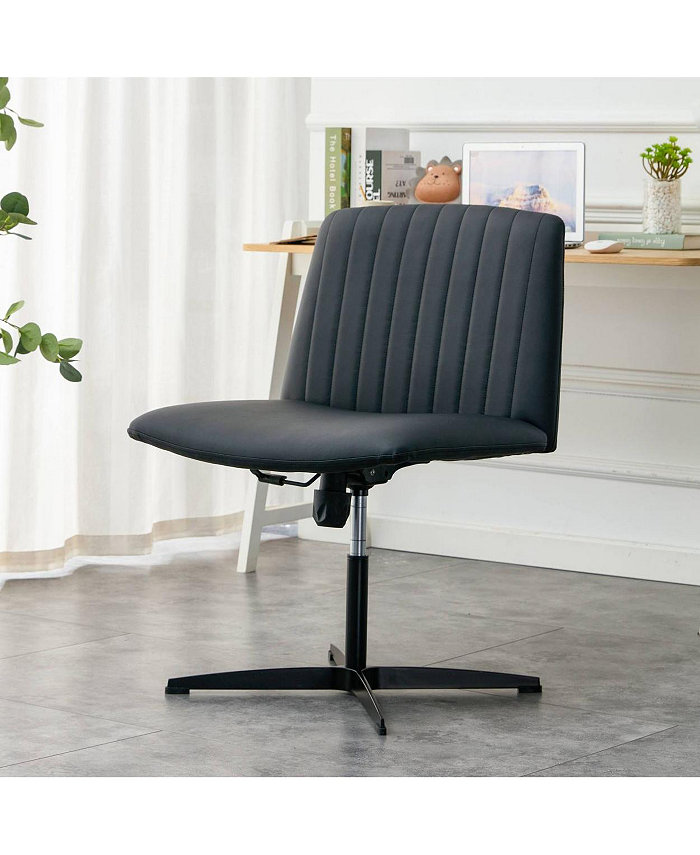 Simplie Fun Black High Grade Pu Material. Home Computer Chair Office Chair Adjustable 360   Swivel Cushion Chair With Black Foot Swivel Chair Makeup Chair Study Desk Chair. No Wheels