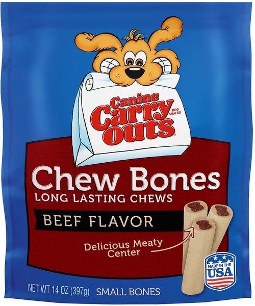 Canine Carry Outs Chew Bones Beef Flavor Dog Treats， Small