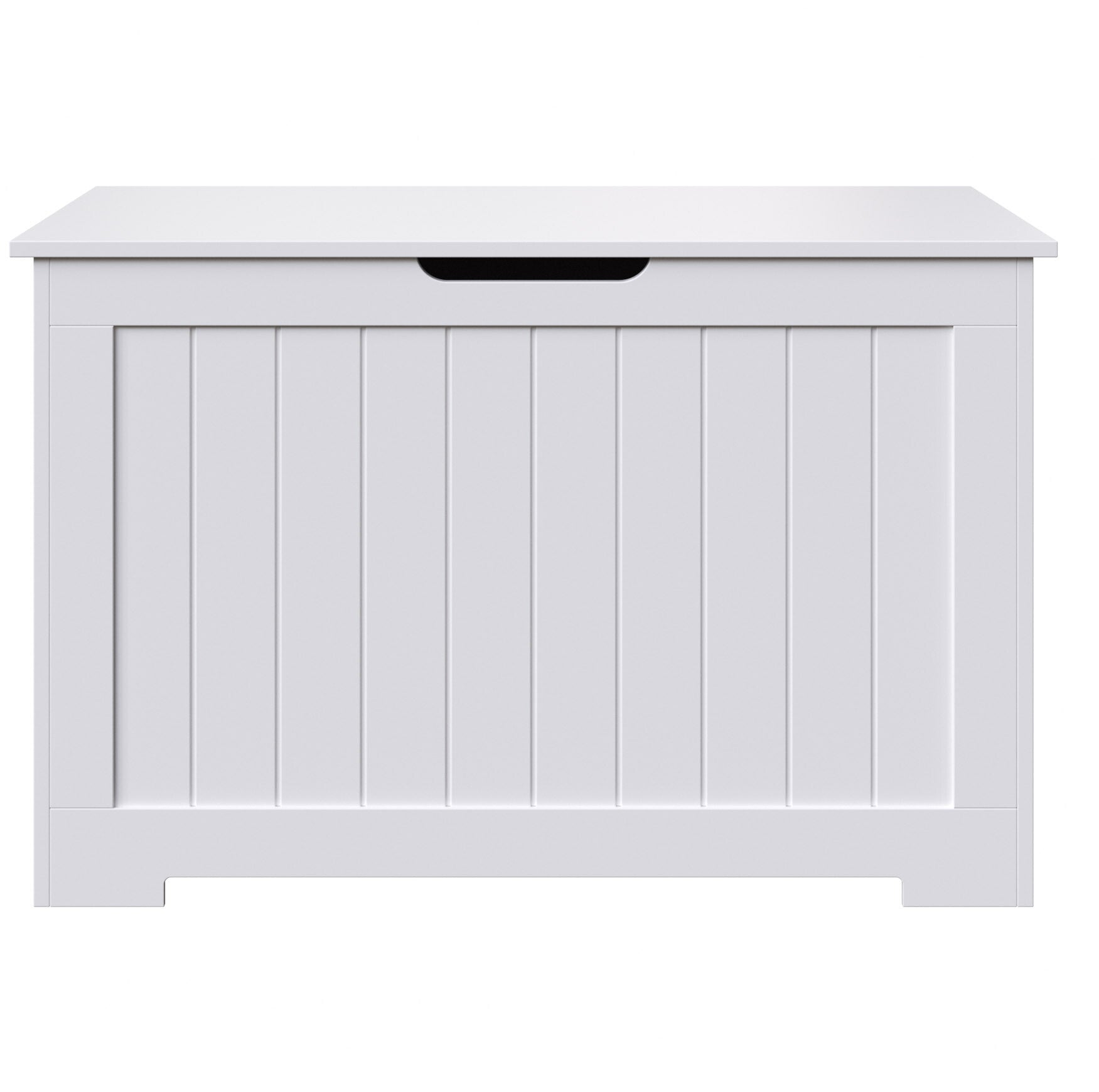 HomGarden 30'' Large Wooden Toy Chest, Kids Storage Box Cabinet W/ Safety Hinged Lid, 150L, White