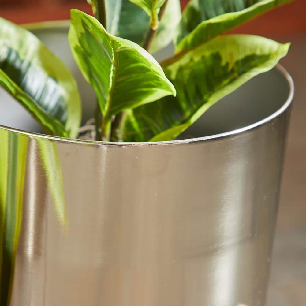 Litton Lane 16 in. x 10 in. Silver Metal Contemporary Planter (Set of 2) 51938