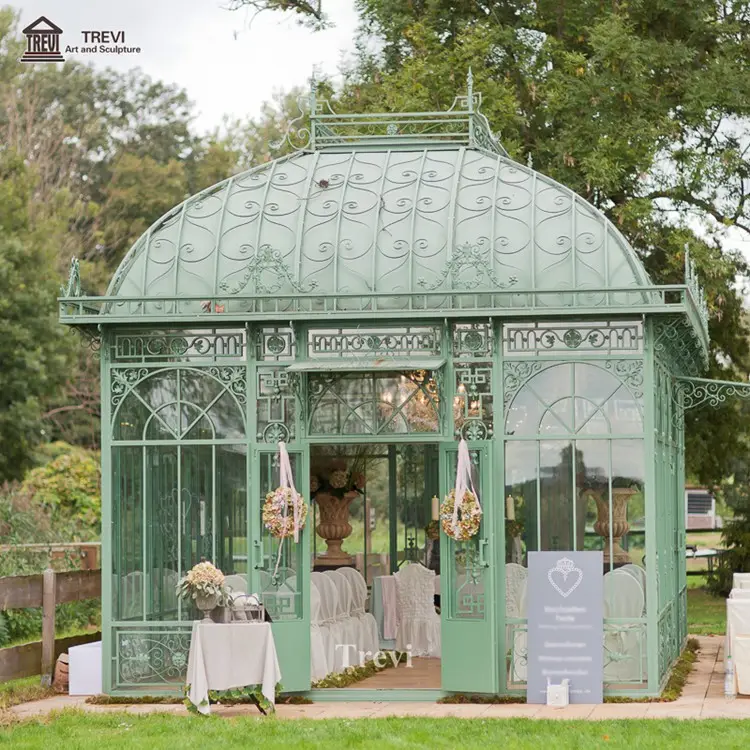 Tubular Custom Iron Gazebo Solarium Greenhouse Wrought Cast Iron Gazebos Pavilion Outdoor