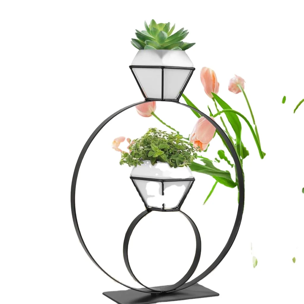 Latest Planter metal plant pot stand Black Coated  2 Tier metal plant stand Home Indoor Outdoor Decor Usage In Wholesale