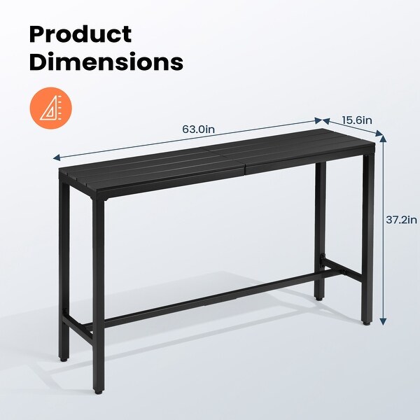 Pellebant Patio Outdoor Bar Table Rectangle Pub Table Dining Table