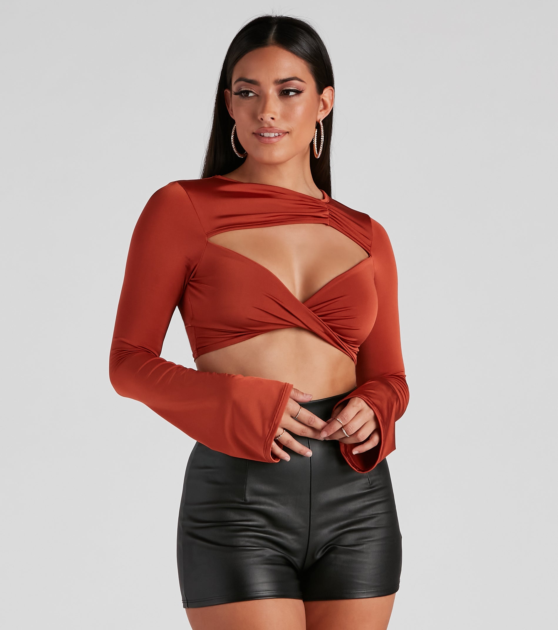 Rising Temps Twist Cutout Crop Top