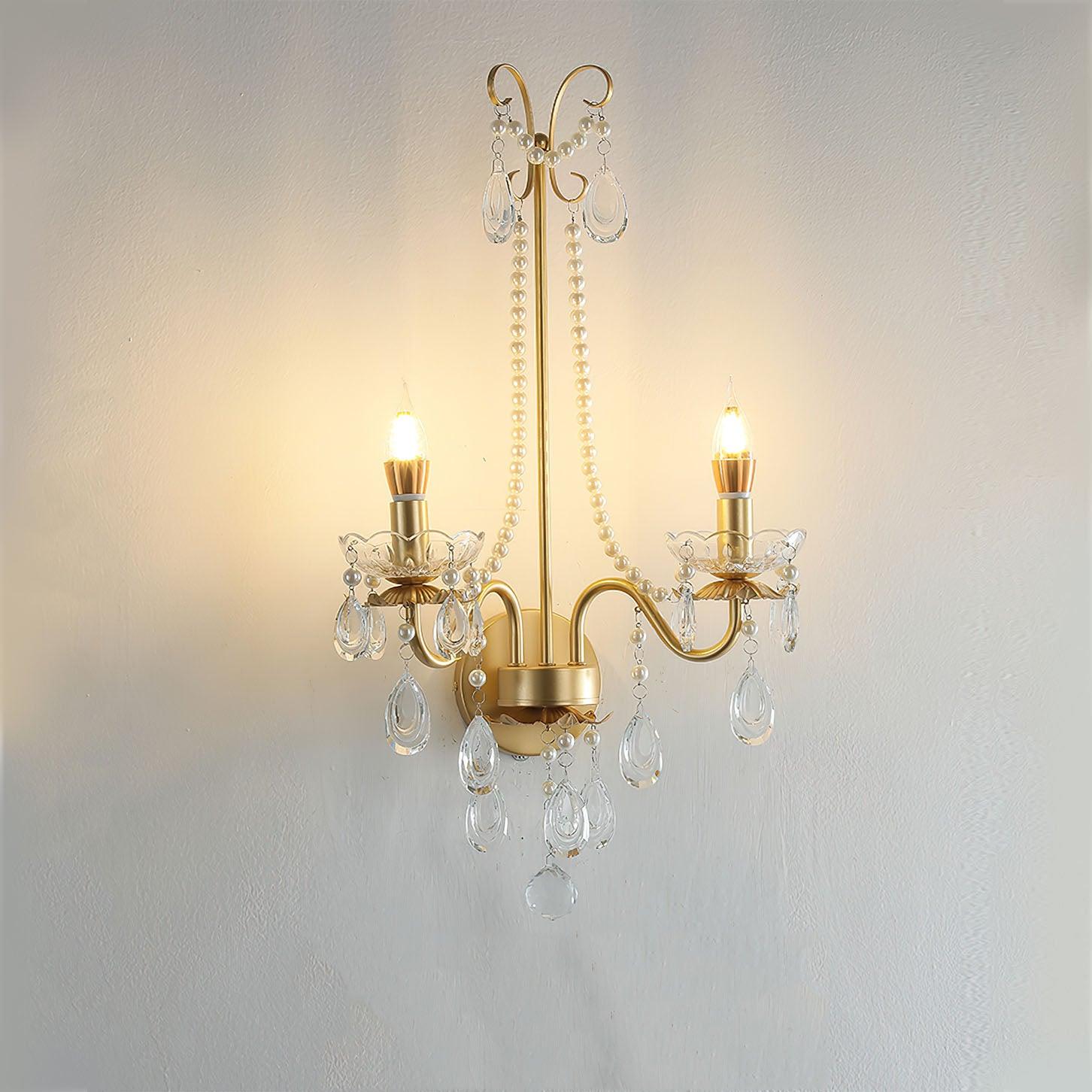 Crystal Pearl Chain Wall Lamp