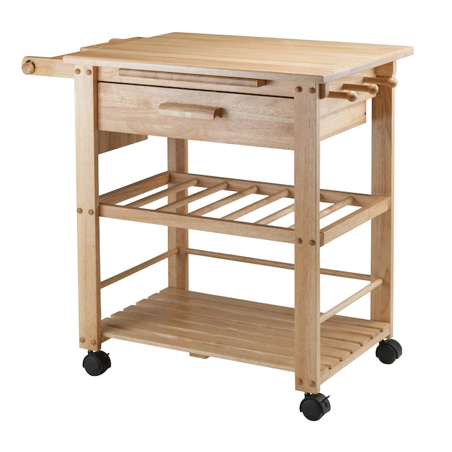 Winsome Wood Wood Base with Wood Top Rolling Kitchen Cart (20.47-in x 34.29-in x 31.57-in)