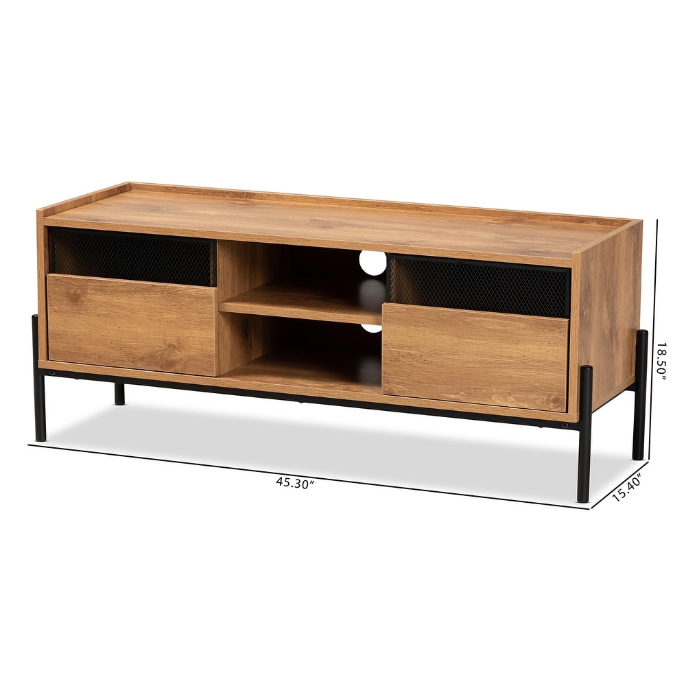 Tasman Modern   Industrial Natural Brown 2 Door TV Stand