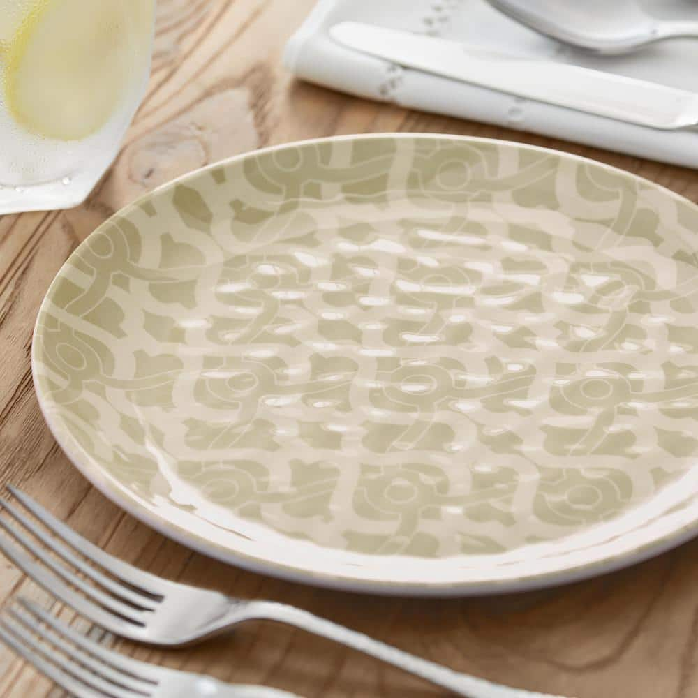 StyleWell Taryn Melamine Accent Plates in Khaki Trellis (Set of 6) NN0479KTL