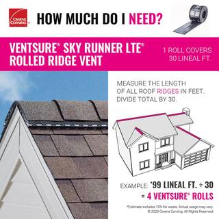 Owens Corning VentSure Sky Runner LTE 14.5 in. x 360 in. Rolled Ridge Vent in Black SKY30