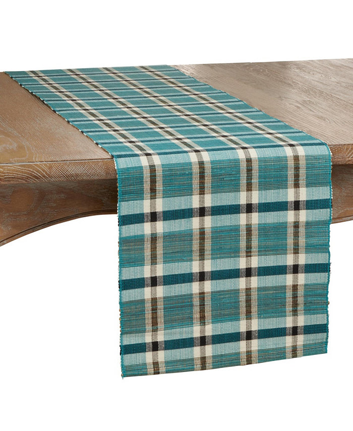 Saro Lifestyle Plaid Woven Water Hyacinth Table Runner