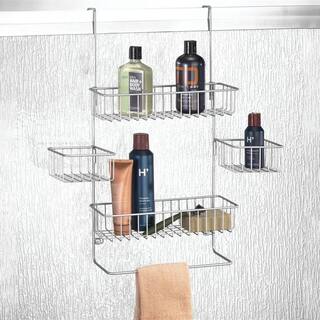 Dracelo Suction Cup Mounted Bathroom Shower Caddy Over the Door Hanging Rack with Soap Dish and Towel Hooks in Chrome B07TCBBF86