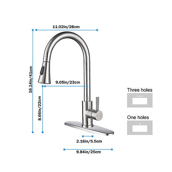 Single Handle High Arc Pull Out Kitchen Faucet With Pull Down Sprayer Stainless Steel Sink Faucet 85055