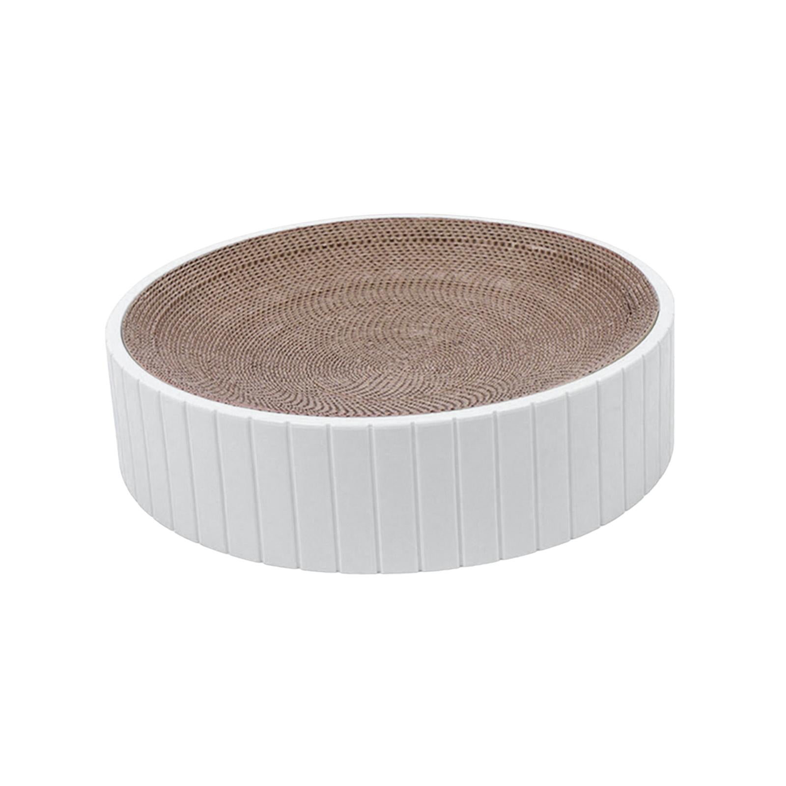 Round Cat Scratcher Furniture Protection Sofa Replaceable Inner Core Corrugated Cardboard Scratcher Scratch Toy for Sleeping Training Kitten White