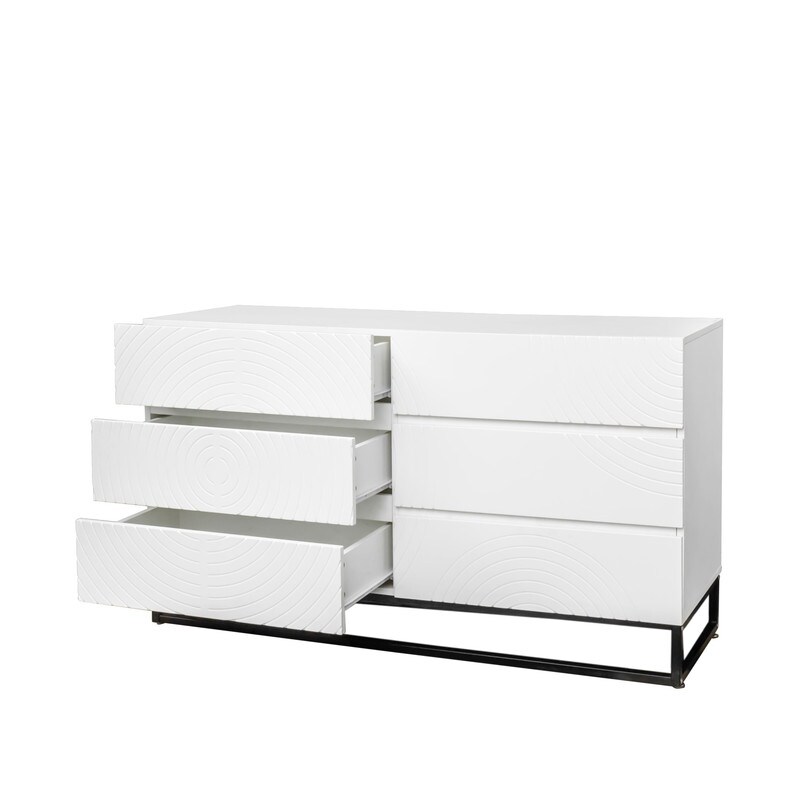 Modern Dresser for Bedroom with 6 Drawer  Storage Cabinet