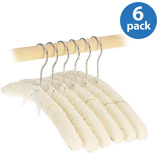 Whitmor Canvas Padded Metal Clothing Hangers with Swivel Hook, 6 Pack