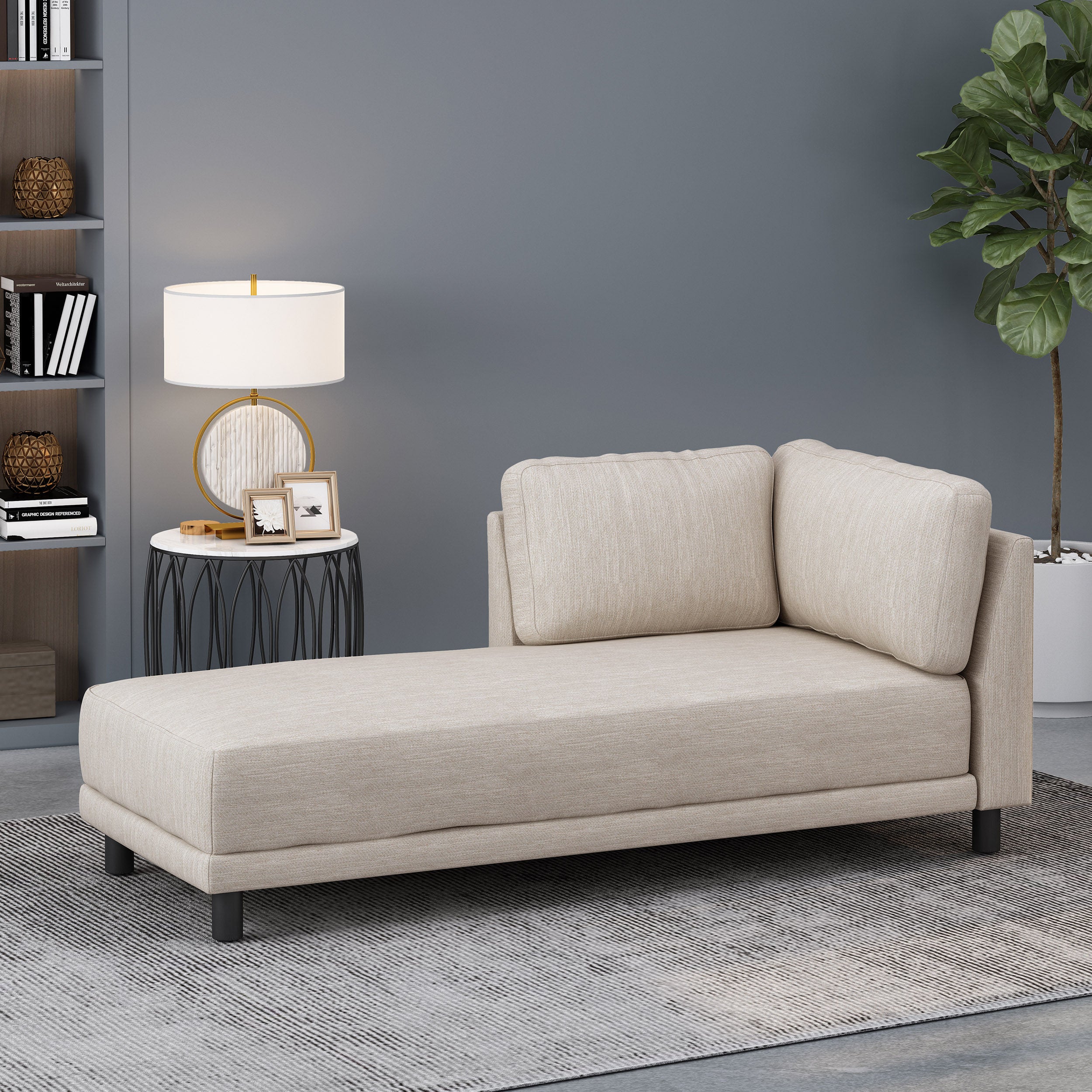 Wellston Contemporary Fabric Upholstered Chaise Lounge