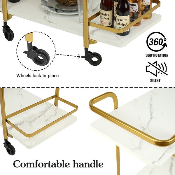 2 Tier bar cart With black wheels