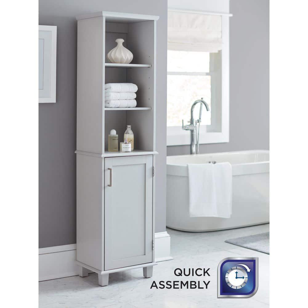 Glacier Bay Shaker Style 16 in W x 12 in D x 6225 in H Linen Cabinet in Dove Gray