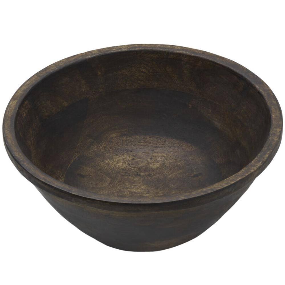 FITZ and FLOYD Austin Craft 10.5 in. 96 fl. oz. Espresso Brown Deep Wood Serving Bowl (Set of 1) 5286462