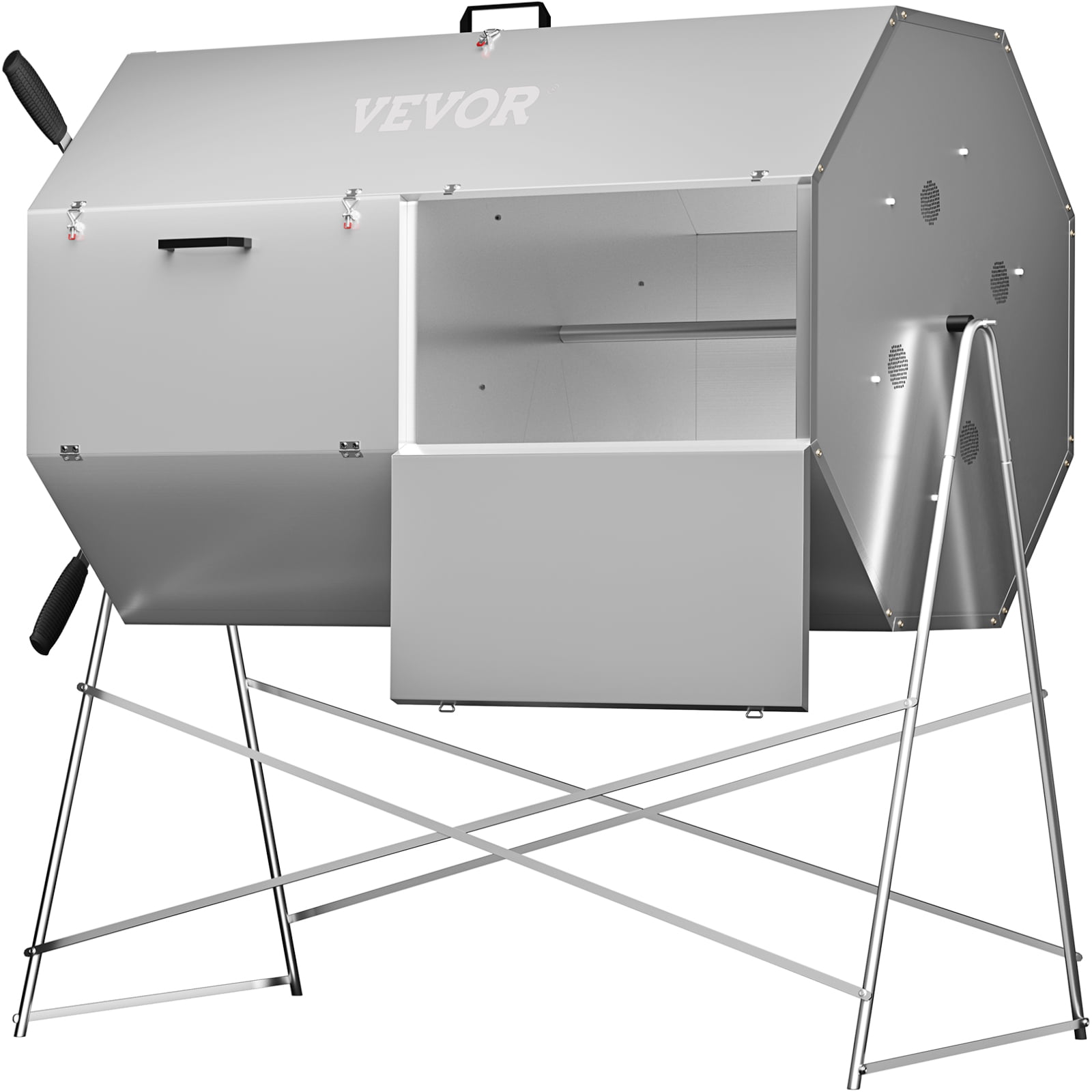 VEVOR Compost Tumbler, 71 US Gallons, Rustproof Stainless Steel Dual-chamber Garden Composter, Heavy-duty, All-season Outdoor Compost Bin, Fast-working System for Composting Kitchen ＆ Yard Waste