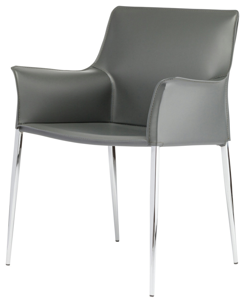 Colter Dark Gray Leather Dining Chair  Hgar401   Midcentury   Dining Chairs   by Beyond Design  ampMore  Houzz