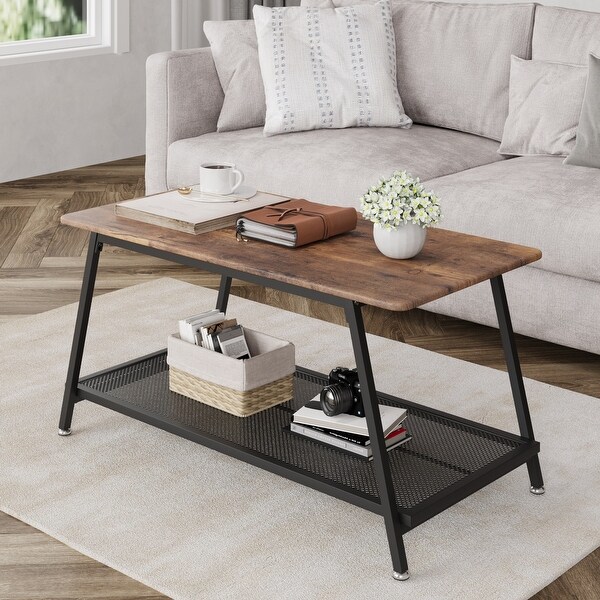 Coffee Table Industrial Center Table with adjustable feet，L39.3*W19.6*H18.1