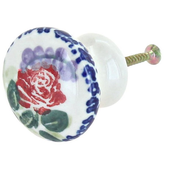 Blue Rose Polish Pottery 67a Wr Unikat Drawer Pull