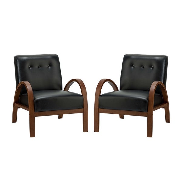 Panope Contemporary Leather Armchair with Button-tufted Back Set Of 2 by HULALA HOME