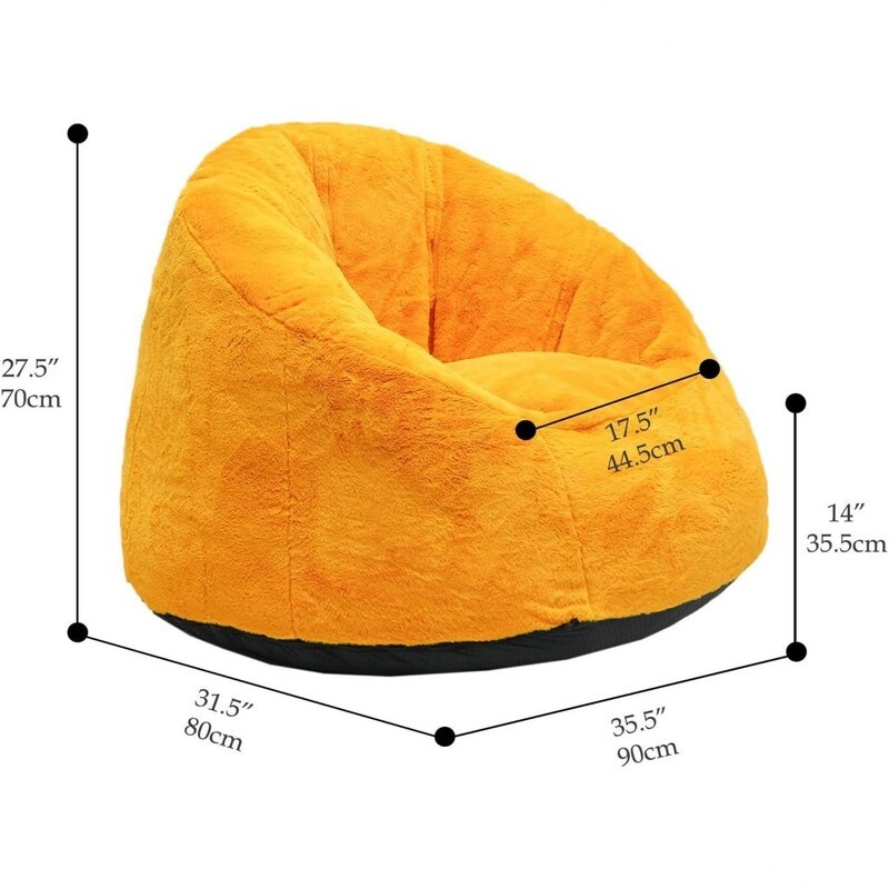 Large Bean Bag Chair 37in Soft Faux Fur