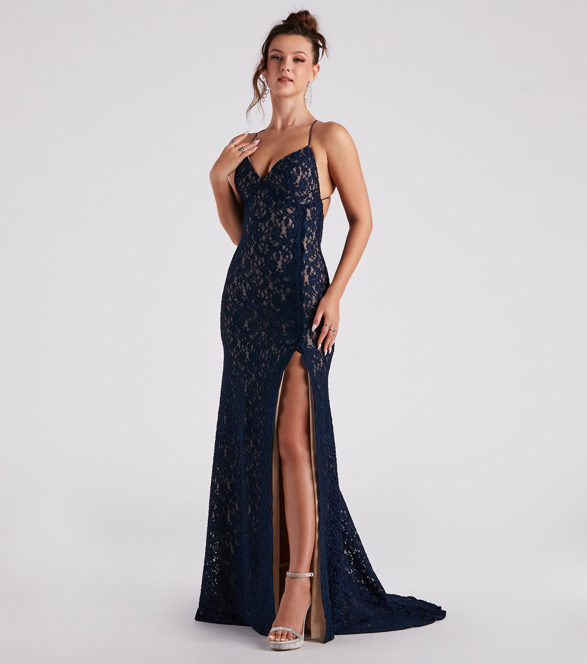 Cora Lace V-Neck Mermaid Ball Gown