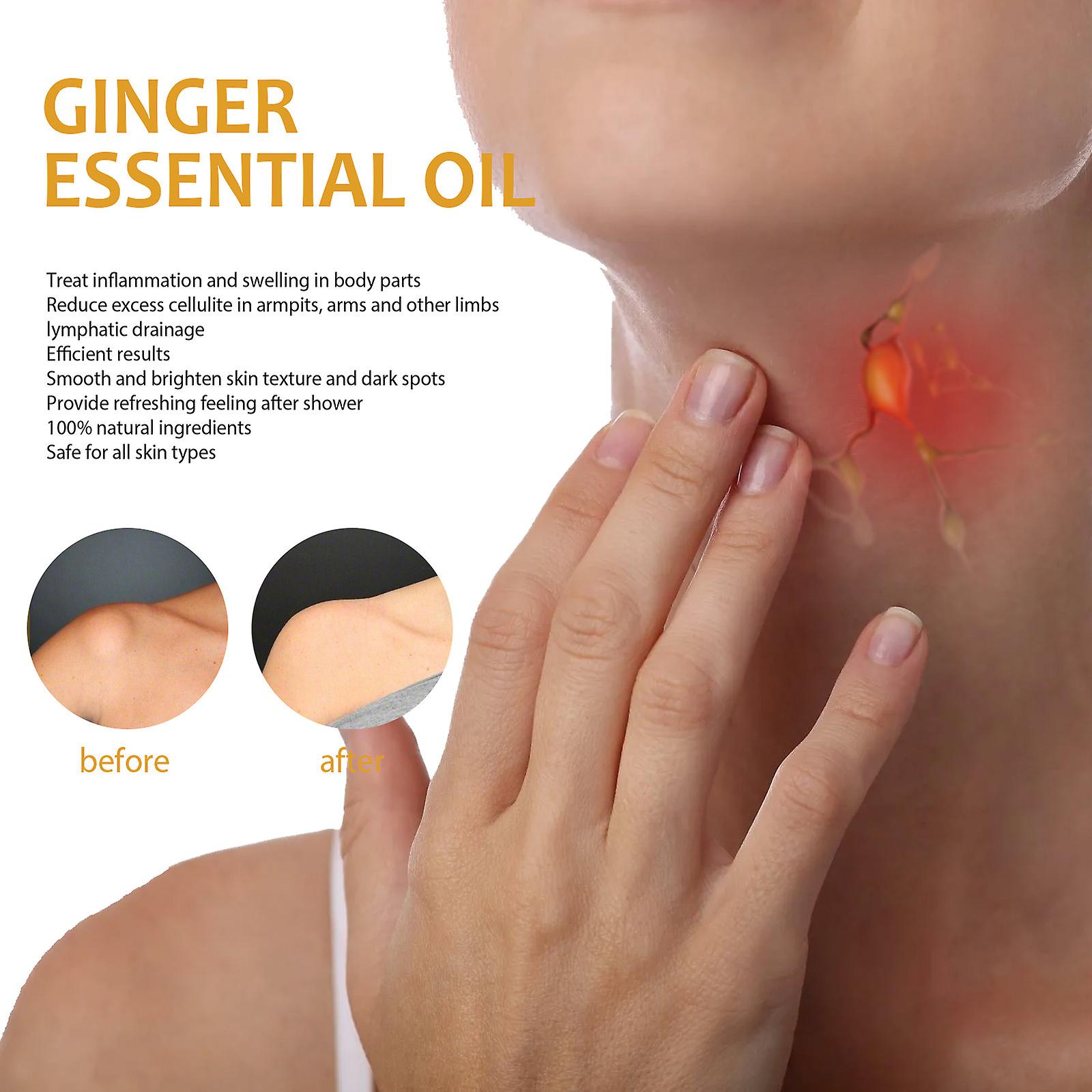 Ginger Lymphatic Massage Essential Oil Body Care To Unblock Lymph Armpits Neck Knots Meridians