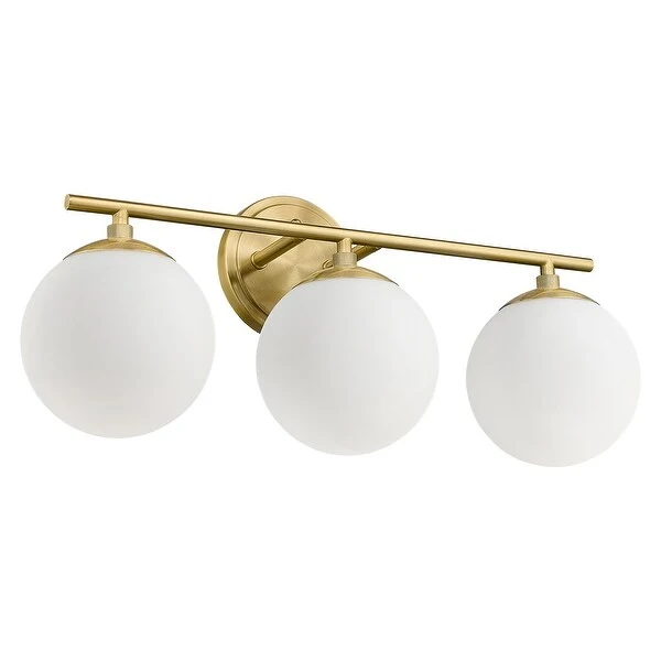 Modern Bathroom Vanity Light with Frosted Glass Shades in Gold Finish