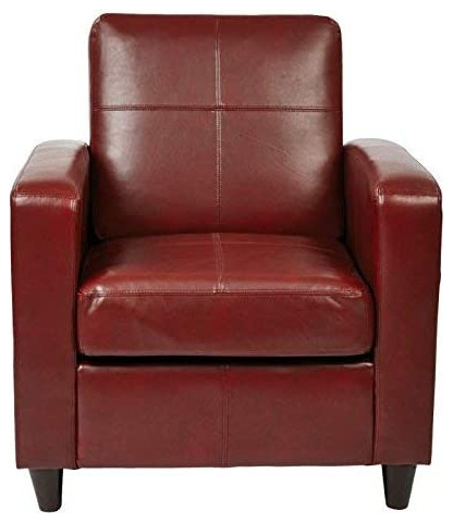 Modern Accent Chair  Crimson Red Faux Leather Set With Cushioned Backrest   Contemporary   Armchairs And Accent Chairs   by Declusia  Houzz