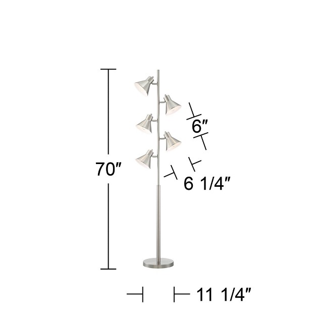 Tall Brushed Nickel Metal Adjustable Heads For Living Room Reading Bedroom Office