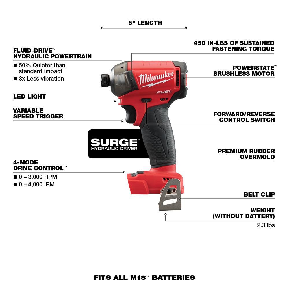 MW M18 FUEL 2-Tool Hammer Drill and SURGE Hydraulic Driver Combo Kit 2999-22 from MW