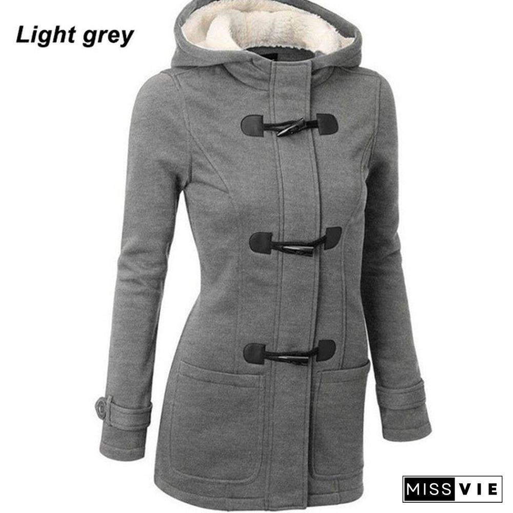 HOT Winter Women's Fashion Claw Clasp Wool Blended Classic Pea Warm Coat Jacket Plus Size XS-6XL