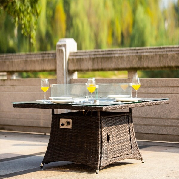 Ellington Patio Square Gas Fire Pit Dining Table