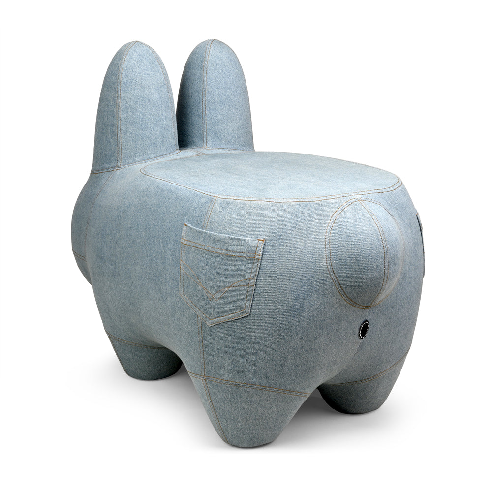 Art Giant Denim Happy Stache' Labbit Stool by Frank Kozik