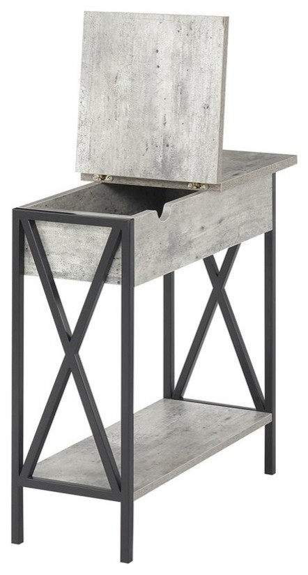 Convenience Concepts Tucson Electric Flip Top End Table in Faux Birch Gray Wood   Industrial   Side Tables And End Tables   by Homesquare  Houzz