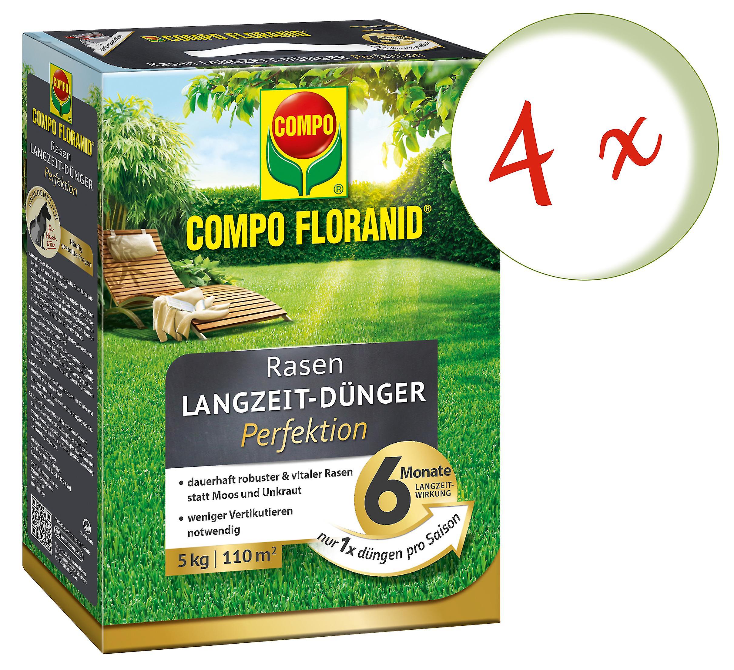 4 x COMPO Floranid?? Rasen-Langzeitd??nger Perfektion， 5 kg